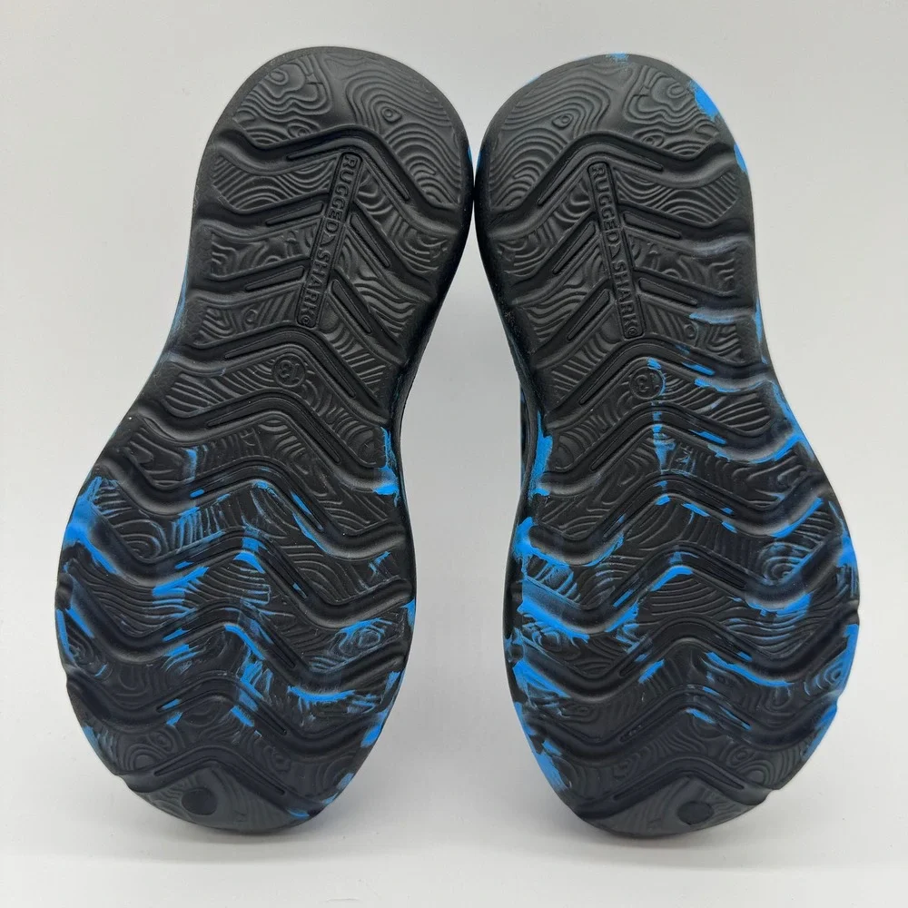 Shark Youth Water Shoes Blue Black Camo Slip On Drainage Shoes Size 13